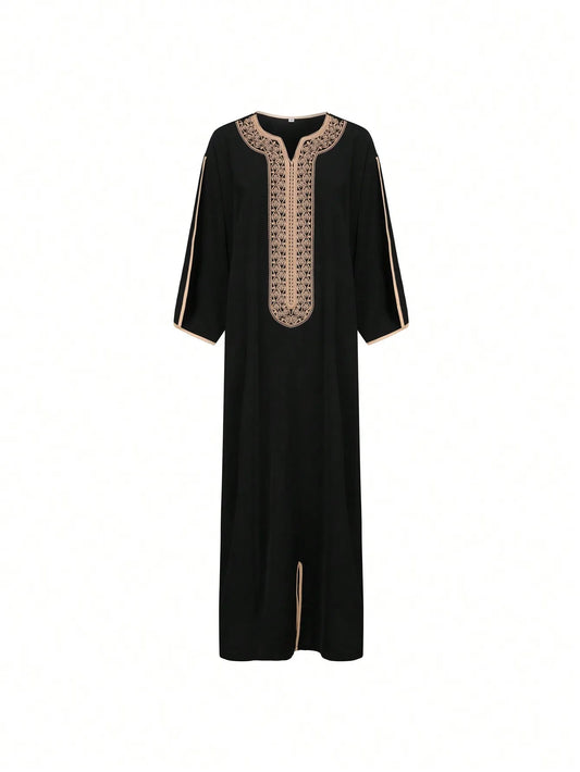 Traditional Moroccan style, Muslim men's robe,retro luxury embroidered robe, casual loose fit Eid al Fitr traditional men's robe