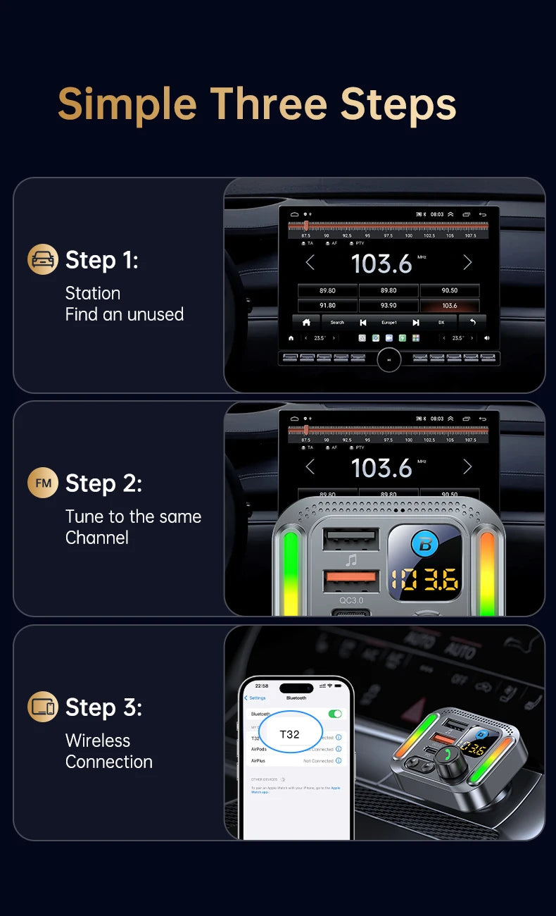 Car Bluetooth receiver 2026 latest model fast charging charger car mp3 player converter