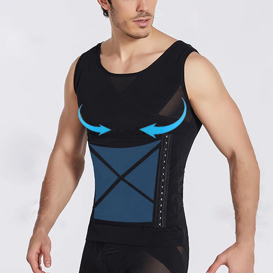 1pcs Men's shapewear Tops waist body Shaping Short Sleeves Abdomen Shapewear Waist Trainer T Shirt Tummy Slimming Sheath Corset