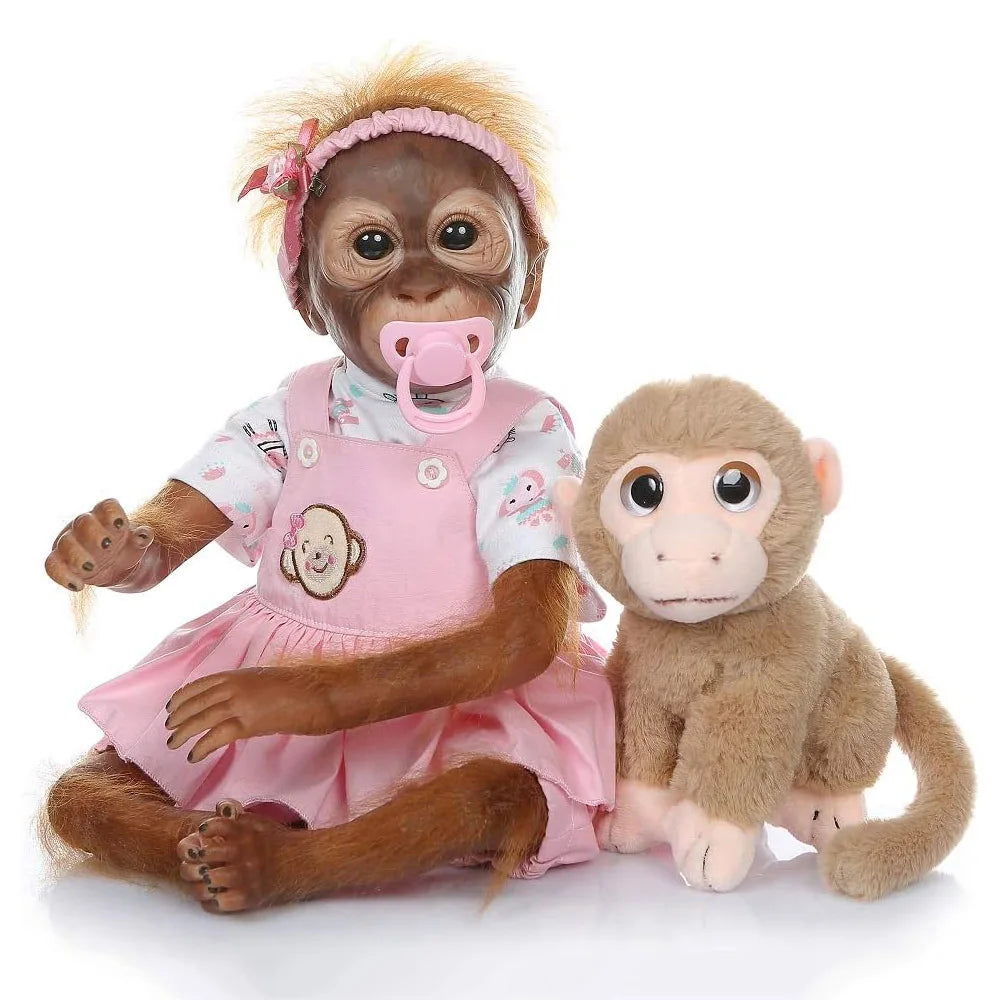 50cm Lifelike Monkey Doll Silicone Vinyl Reborn Baby Ape Newborn Like Real Orangutan Toddler Realistic Babies Dolls Kids Toy