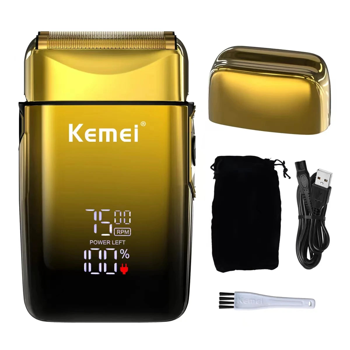Kemei Barber Foil Shavers Electric Bald Head Razors LCD Display Cordless Men Shaving Machine USB Rechargeable Beard Hair Trimmer