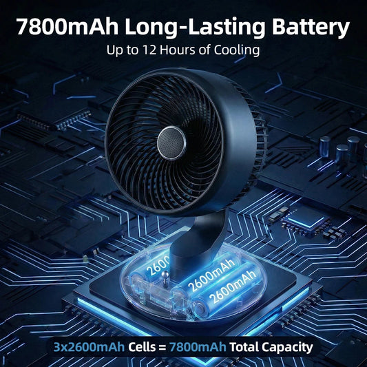 7800 MAh USB Suction Cup Fan Silent 120°Shaking Head Fan Household Circulating Fan Kitchen And Bathroom Non Perforated Hang Wall