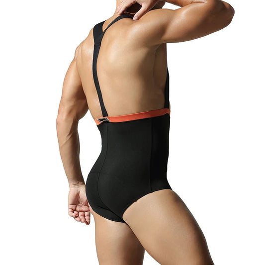 Men's shapewear, high elasticity, tight fitting, casual, sports, fitness, beauty, sexy base, one-piece suspender underwear