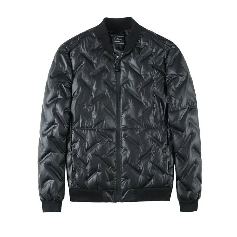 2023 Winter Light Thin Down Jacket Keep Outdoor Warm Stand Collar Slim Casual Short Overcoat Male Fashion Social Streetwear Tops