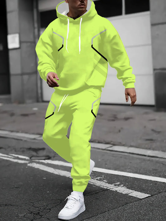 The new men's hoodie set for Spring and Autumn 2025 features a casual fashionable soft and comfortable 3D pattern print