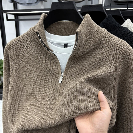 Men's Sweater Half Zipper Winter Thick Korean Edition Casual Loose Stand Up Collar Undercover