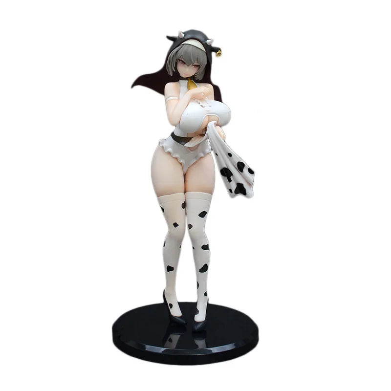 Oukou Anime Figure Cow Print Nun Beauty Standing Pose Boxed Pvc Desktop Ornament Chassis Decoration For Adult Collectors