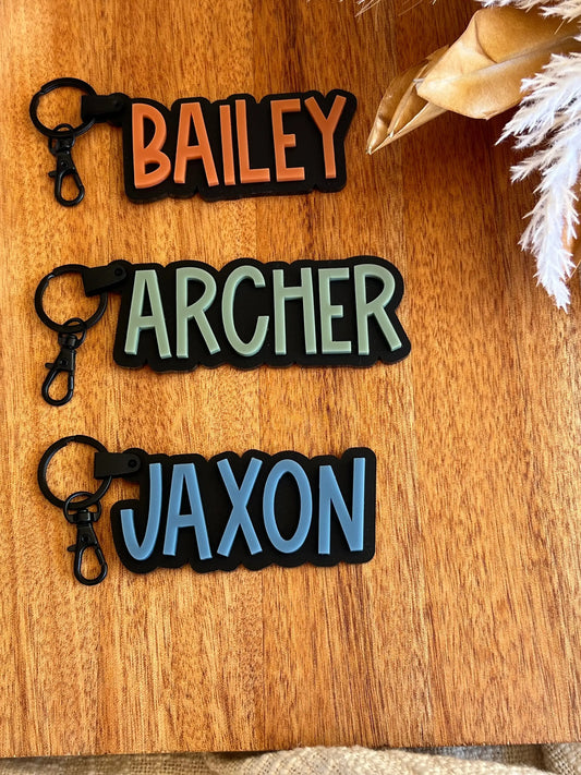 Custom Acrylic Fall/Winter Keychain // Matte Black Luggage Tag | Acrylic Name Tag | Key Ring | Personalized Keychain | Boys' Bac