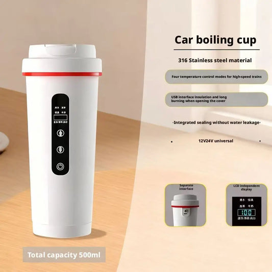 New Car Heated Water Cup - Smart Constant Temperature Digital Display Insulated Mug Multi-Functional Travel Heating Cup