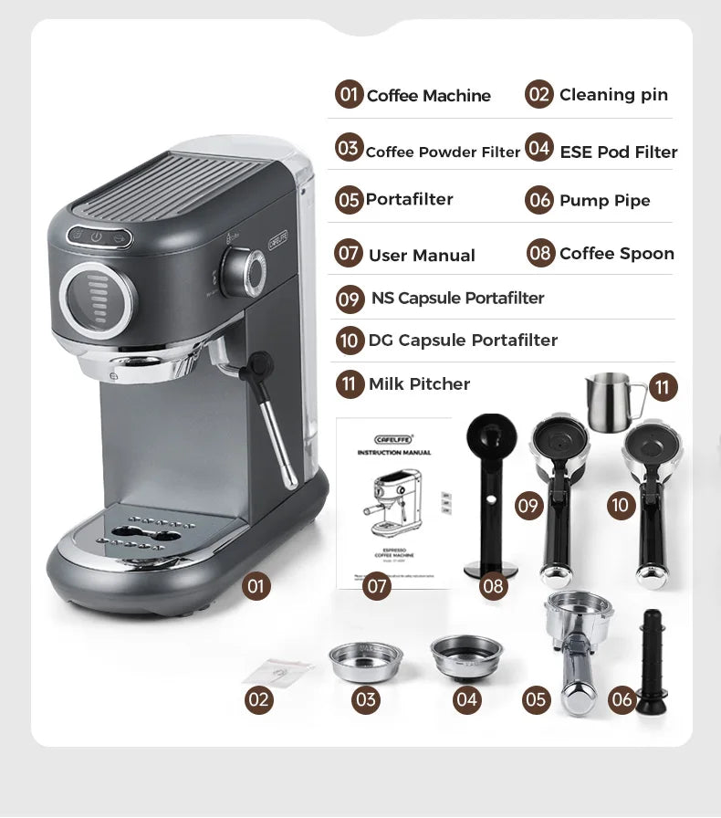 Cafelffe 4-in-1 Coffee Maker Hot/Cold Dolce gusto nespresso machine ESE Pod Ground Cappuccino Espresso Coffee Machine cafetera