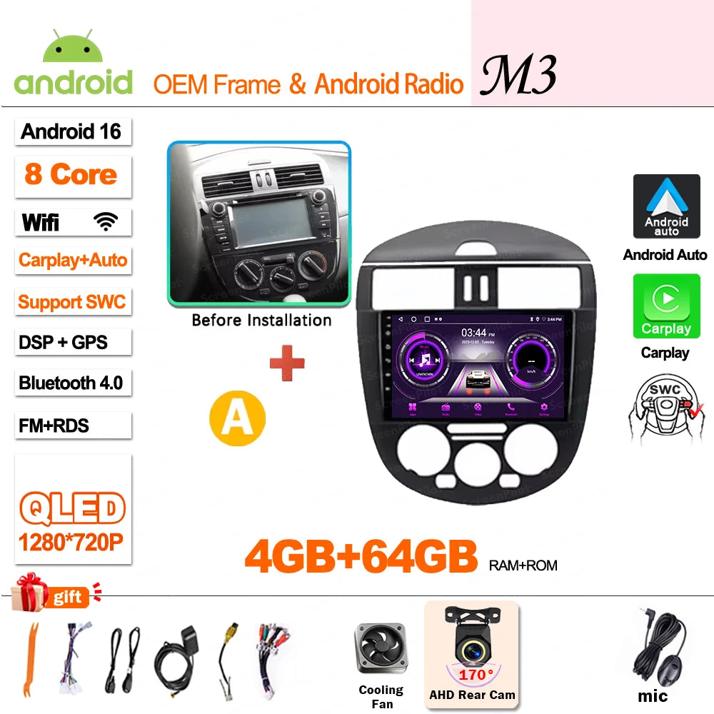 9 inch for Nissan Pulsar 6 NB17 2014 - 2018 Android 16 Wireless CarPlay Car Radio Video Multimedia Player GPS Navi DSP Stereo 4G