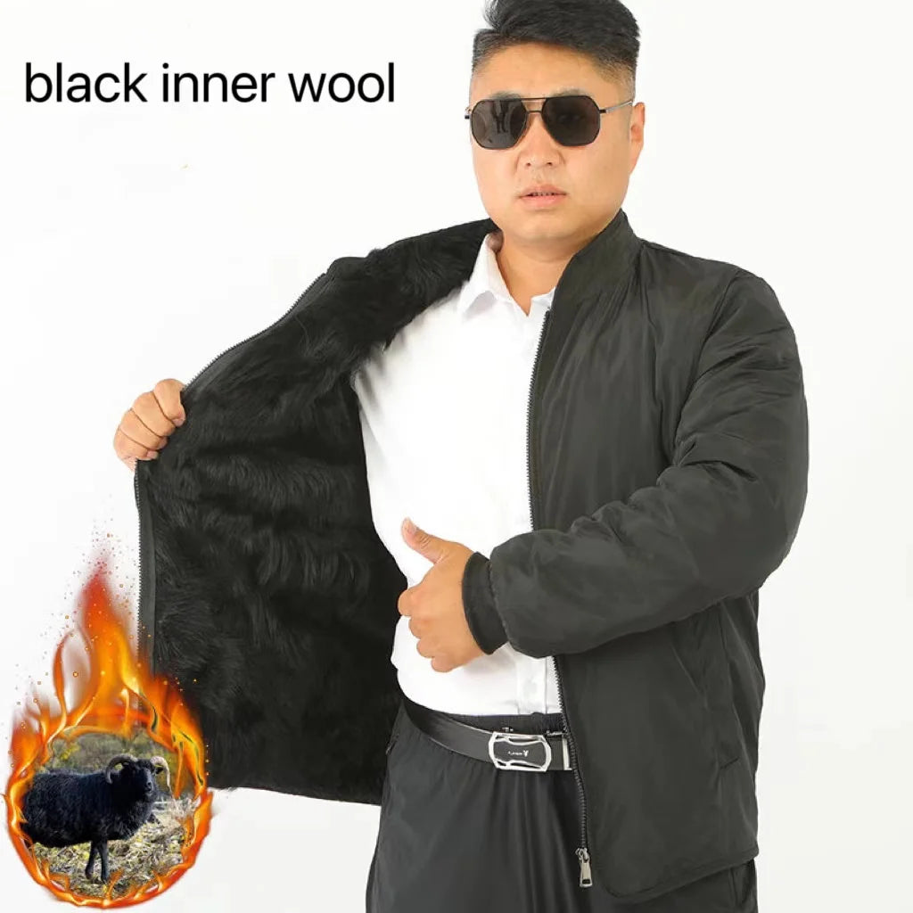 2024 Winter Genuine Wool Cotton Jacket Middle-aged Elderly Men Women Thicken Warm Outerwear Casual Long Sheepkin Jacket Dad Gift