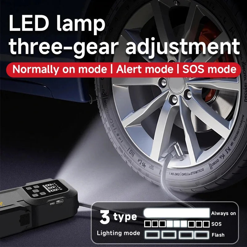 1200A Peak 4-in-1 Jump Starter: Car Battery Booster with LED Work Light, USB Quick Charge Port & Emergency Power Bank.