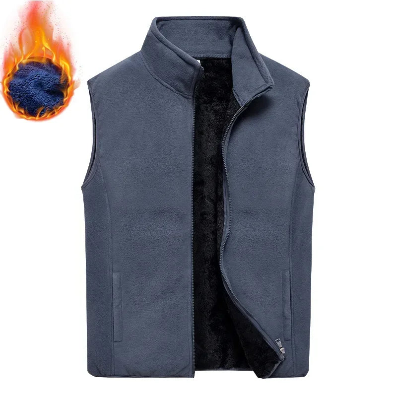 Mens Winter Sleeveless Jacket Thermal Fleece Vest Male Coat Lightweight Padded Vest Thick Working Casual Vests For Man Clothes