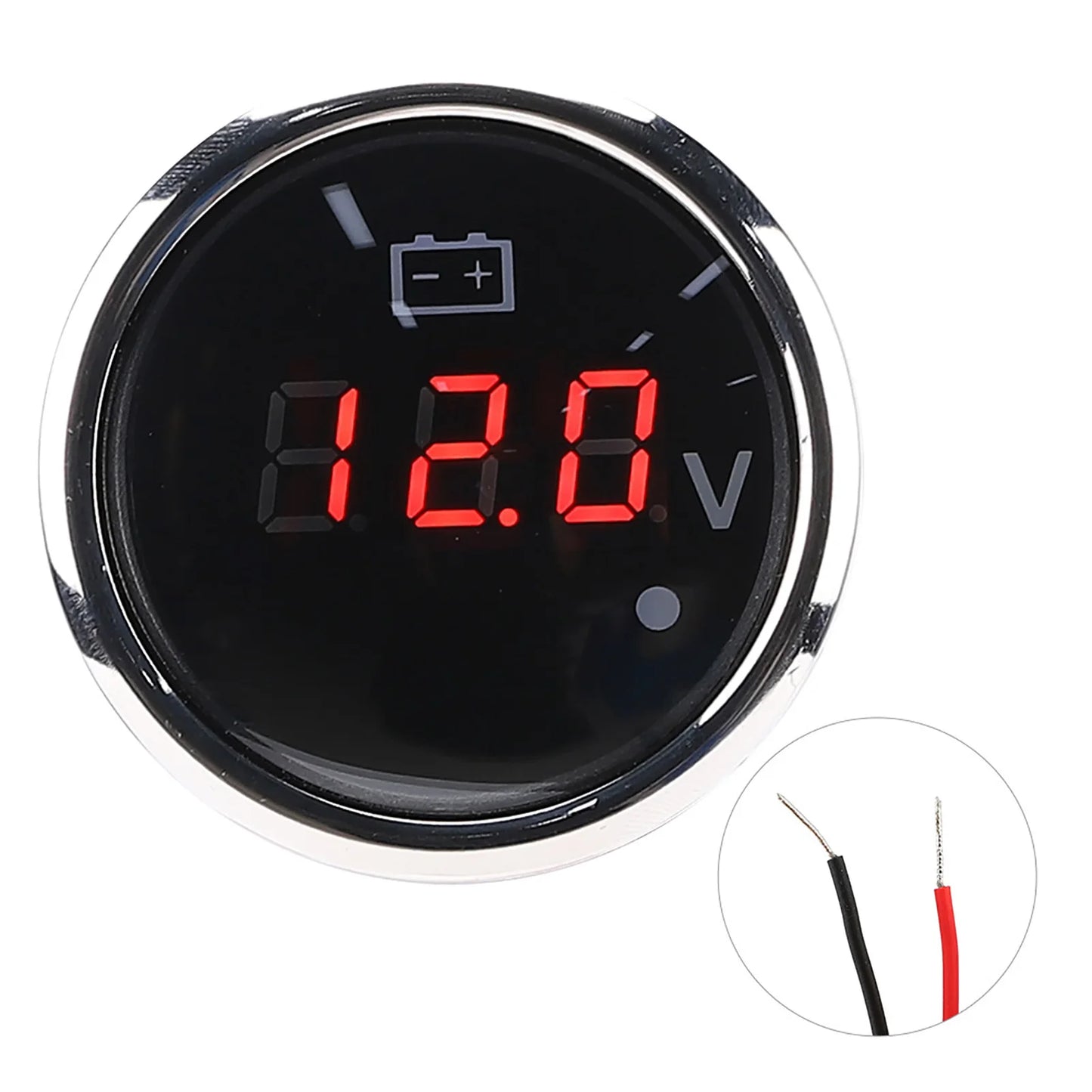 2in Battery Voltage Gauge LED Digital Display IP67 Waterproof Smart Alarm for Boat Auto Voltage Gauge LED Voltmeter