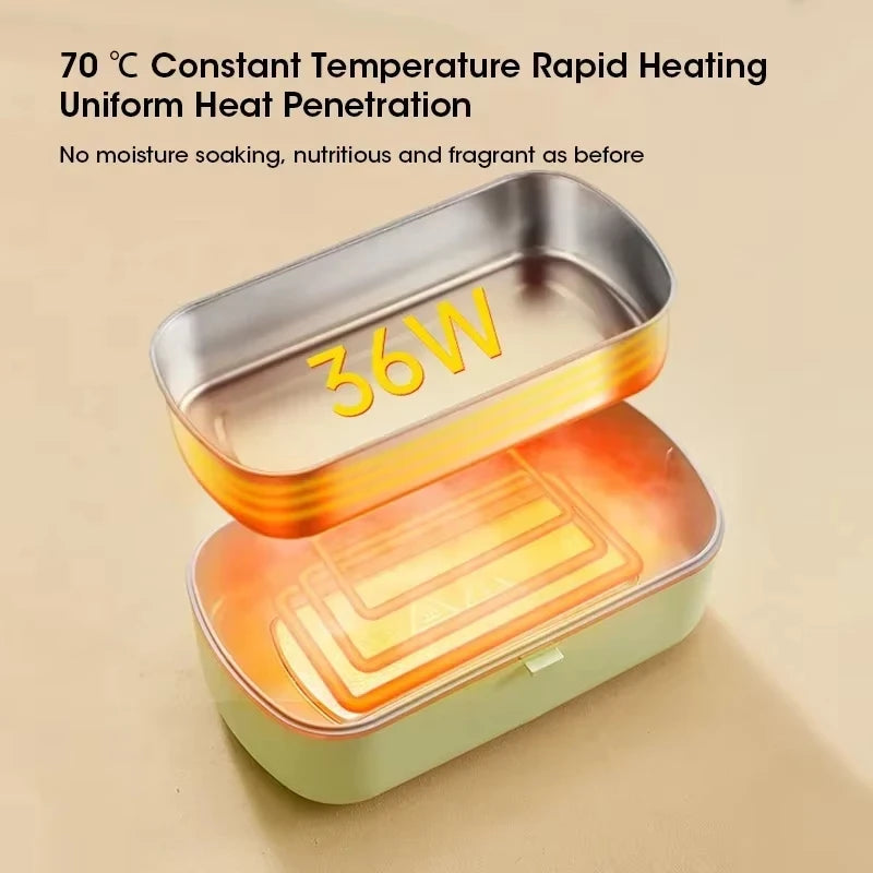 Portable 220V 36W 900ml Electric Lunch Box Water Free Heating Stainless Steel Food Warmer Thermal Box For Office School