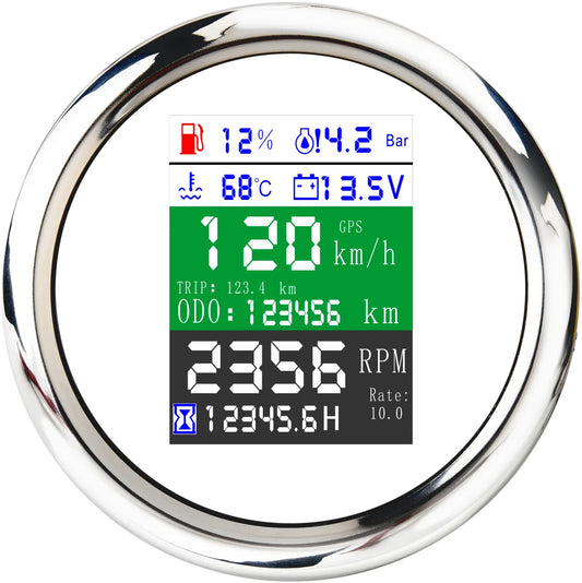 85MM Digital Car Speedometer 6 In 1 Multifunctional RPM Fuel Level Water Temp With Alarm GPS Speed Meter For Car Motorcycle