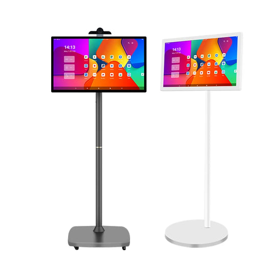27" Portable Smart TV - Rotatable Android 10 Advertising Monitor with Battery (Movable Stand, Full HD Touchscreen)