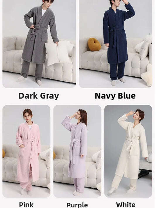 Arctic Velvet Thiened Women's Sp Robe Island Velvet Couples Bath Robe Coral Velvet Men's Home Clothes Autumn Winter Home...