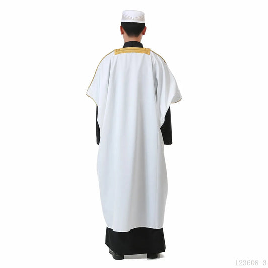 Muslim for Men Kaftan Robe Ramadan Arab Prayer Dress Open Front Embroidered Cardigan Islam Dubai Kimono