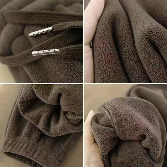 Men's Double-Sided Fleece Thickened Warm Casual Pants Winter Long Trousers Outerwear Loose Fit Youthful Style Autumn Winter
