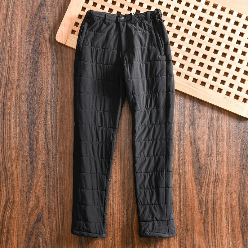 Thickened Quilted Men's Cotton Pants Fleece Lined Casual Long Trousers Warm Winter Autumn Wear Comfortable Breathable