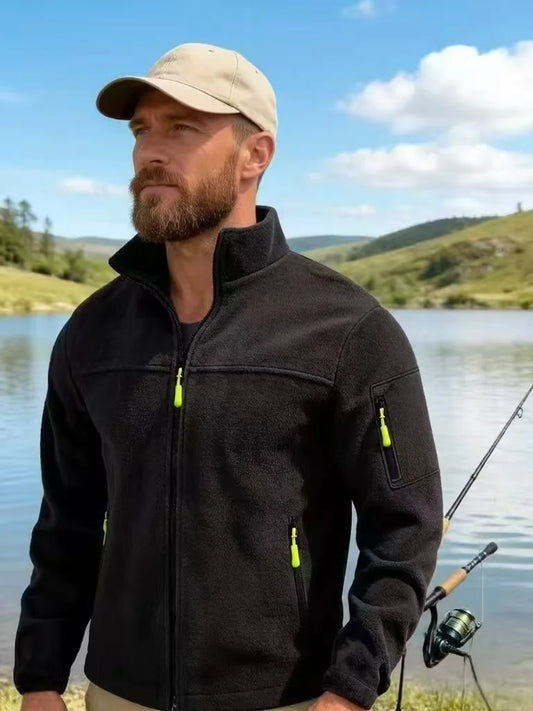  2026 autumn and winter men's new outdoor warm jacket casual sports trend fashionable and versatile solid color jacket