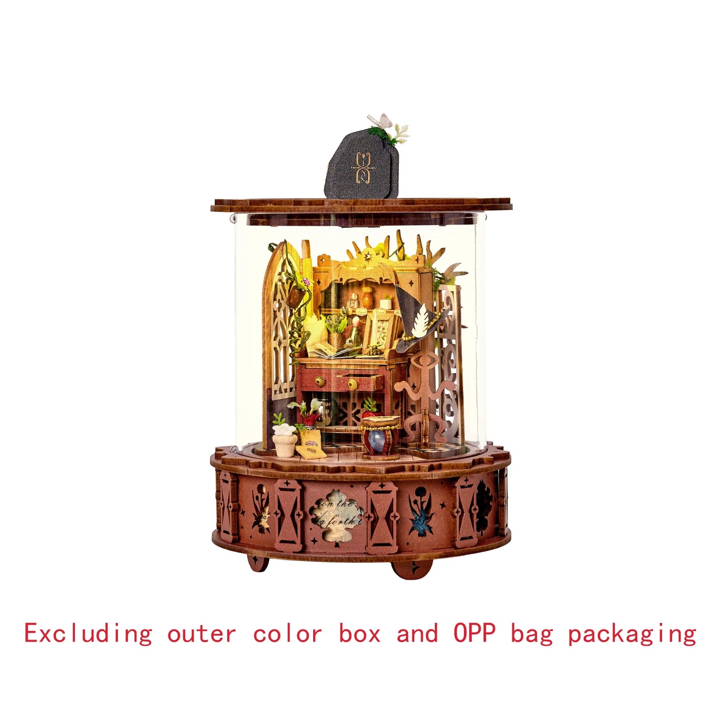 DIY 360° Doll House Magic Music Box Miniature Furniture 3D Assembly Dollhouse Cas Toys New Year Christmas Birthday Gifts