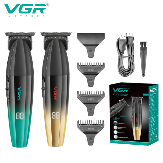 VGR V-906 Hair Salon Home Hair Trimmer Gradient Metal Body Hair Clipper Hair Carving LED Intelligent Digital Display Electric Pu