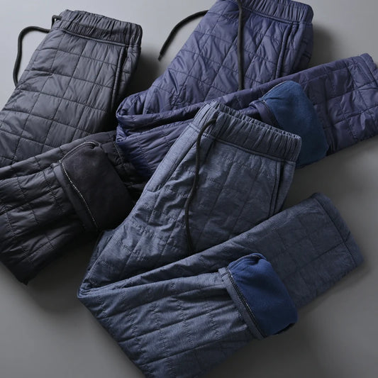 Men's Winter Thiened Warm Cotton Pants Windproof Fce Lined Straight Leg Casual Trousers Trendy Busin Casual Long Pants