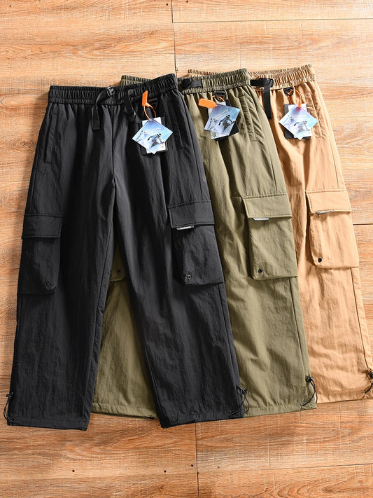 Men's Winter Outdoor Casual Workwear Straight Leg down Trousers Fashionable Long Pants Nylon Fiber Durable Comfortable Warm
