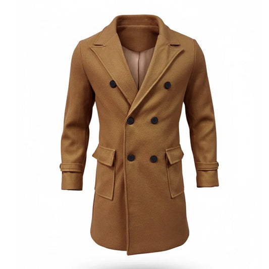 Fall/Winter Men's Wool Blends Overcoat Double-Breasted Knee-Length Trench Coat | Business-Casual & Streetwear Outerwear for Men
