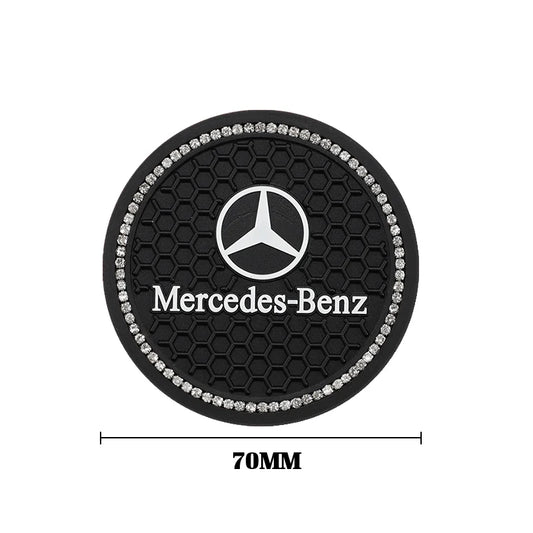 2Pcs Crystal Decoration Silicone Mat Car Water Cup Groove Anti-slip Pads For Mercedes Benz AMG Smart W205 C300 W203 W206 W108