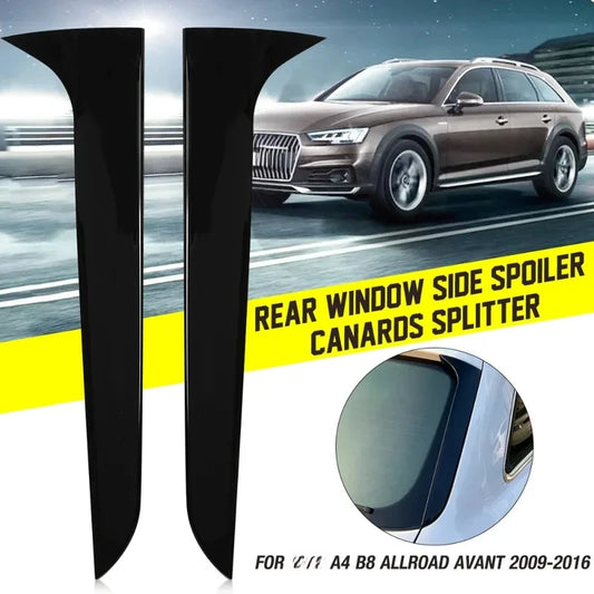 High Quality Gloss Black Rear Window Side Spoiler Canards Fit A4 B8 Allroad Avant 2009-2016 Auto Exterior Decor Accessories