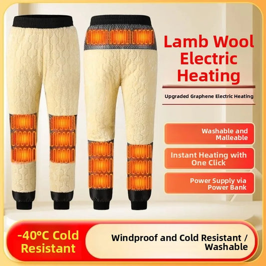 Heated Graphene Fleece Lined Thick Women's Cotton Pants Thermal Leggings Knee And Ankle Warmers Long Trousers
