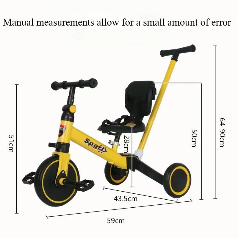 Children's Multifunctional Slide Ride-On Push Cart Trike Three-in-One Lightweight Baby Multifunctional Trike for Toddlers