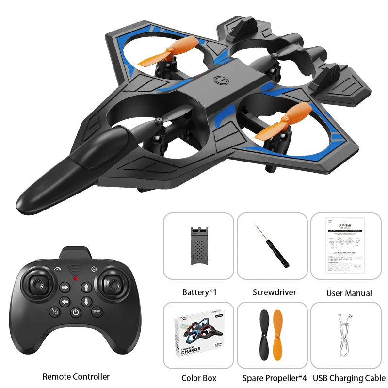 L101 RC Foam Airplane 2.4G RC Fighter Stunt Tumbling Helicopter with LED Colored Lights Airplane Model Toy