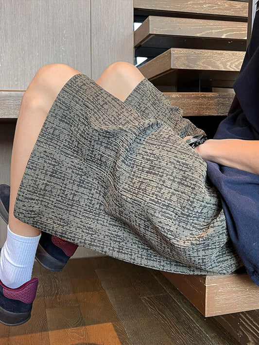 American Retro Plaid Men's Summer Thin Five-Point Loose Corduroy Shorts Basketball Sporty Casual Breathable Lightweight Pants