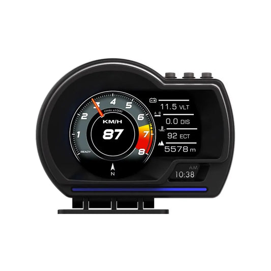 OBD2 Car Head Up Display HUD Smart Car Water & Oil temp Turbo RPM Gauge Digital Odometer Security Alarm Auto Meter