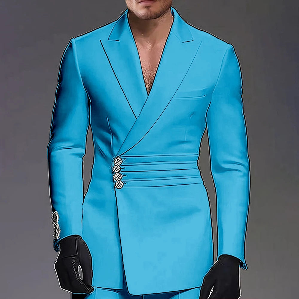 Wedding-ready Slim-fit Men Suit 2 Pieces(Jacket+Pants) Groom Suit Single-breasted Peak-lapel Formal Set for Elegance Custom