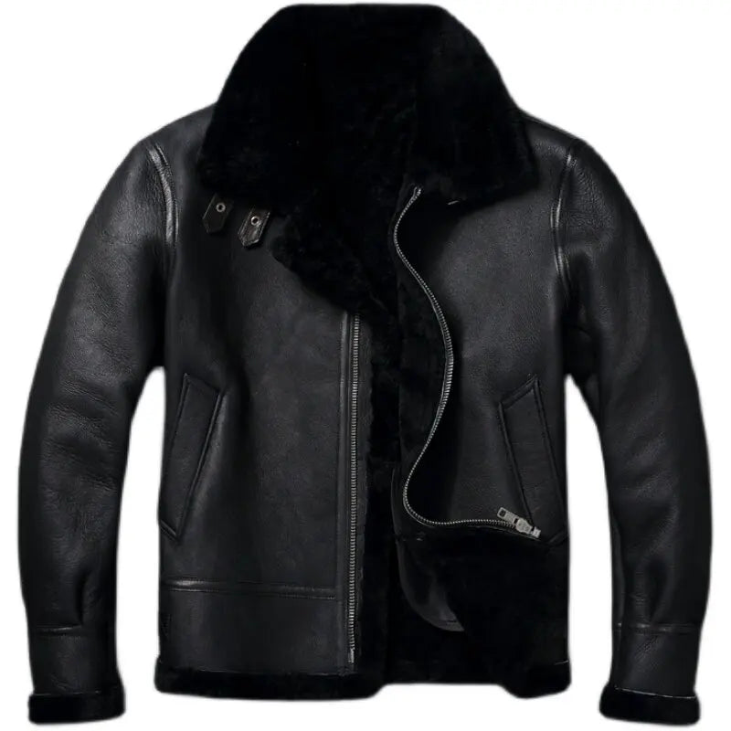 Genuine Leather Jacket Winter Large Mens Clothing Natural Sheepskin Fur Coats Black Bomber Jacket Jaqueta Masculina