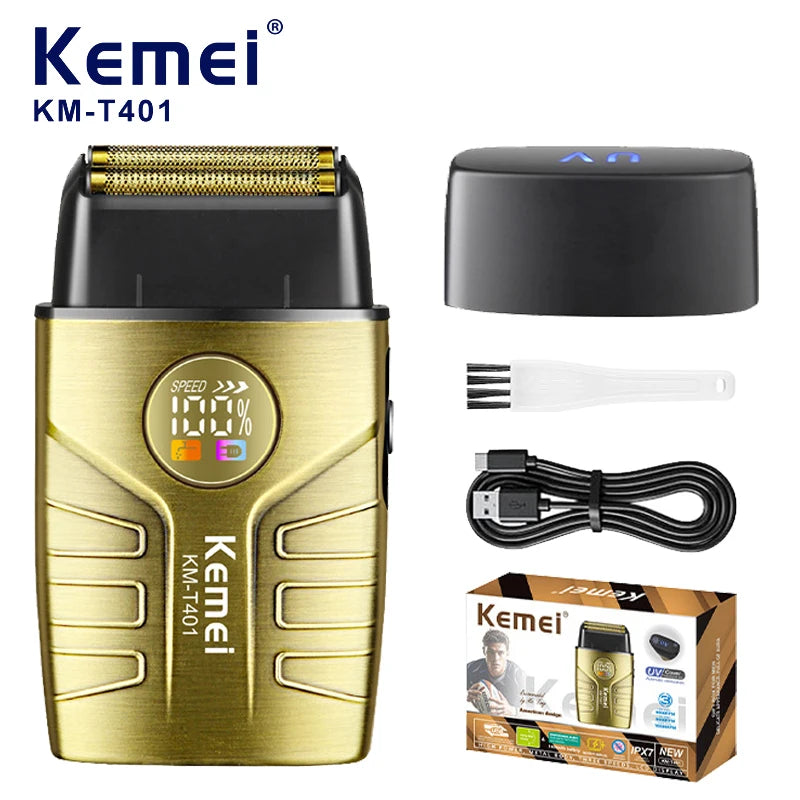 KEMEI KM-T401 Electric Shaver Hair Rechargeable Facial & Beard Foil Razor For Men Bald Head Shaving For Men Machine Barber