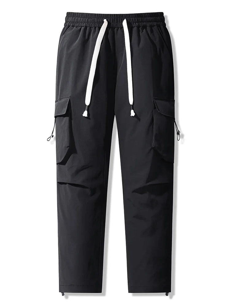 Winter Men's Pants 90% White Duck Down Padded Multi-Pockets Straight Cargo Pants Windproof and Waterproof Thick Warm Trousers