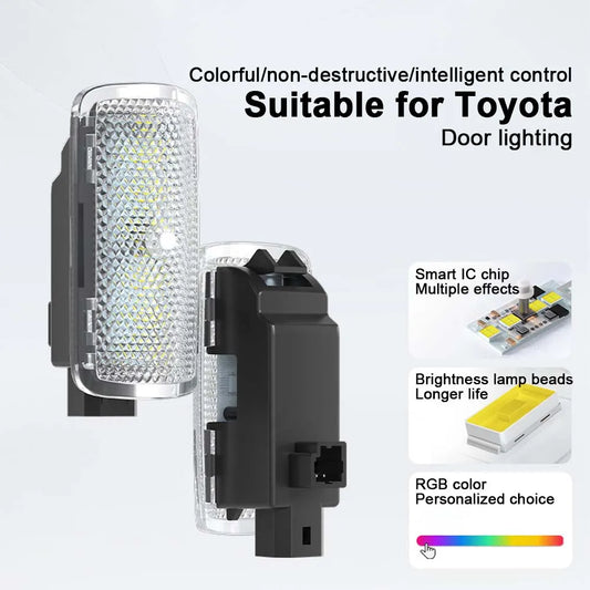 Customized for Toyota car door welcome light, Car door opening dynamic welcome atmosphere floor light,Car warning lighting