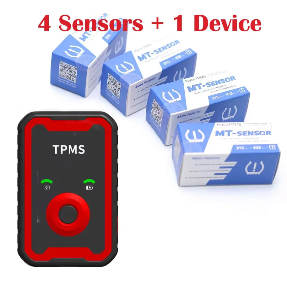 Programmable TPMS Sensors 2 in 1 433MHz+315MHz Program By Cell Phone APP Universal Tire Pressure Monitoring Sensor Metal Valve