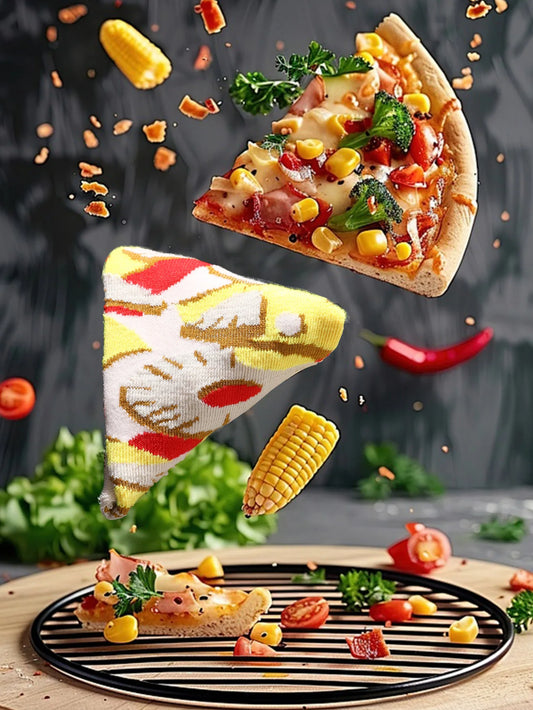 4 pair of medium-cut unisex socks pizza with a novel and quirky creative and interesting holiday gift