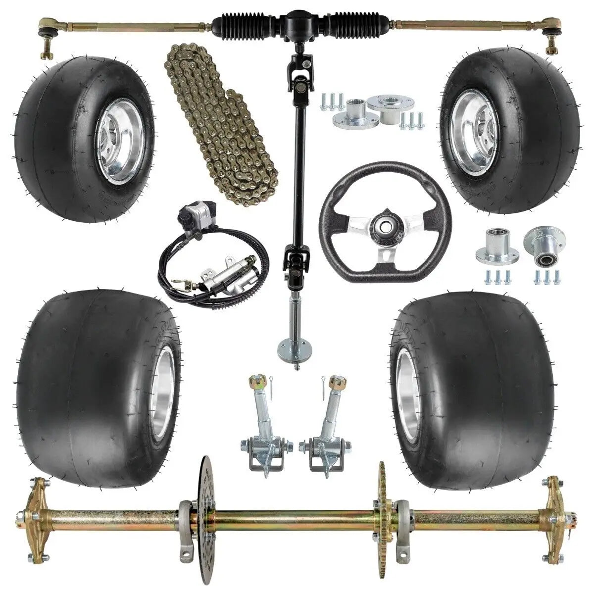 TDPRO 32" Racing Go Kart Rear Axle Kit 5" Wheels Front Steering Brake ATV Quad Go Cart