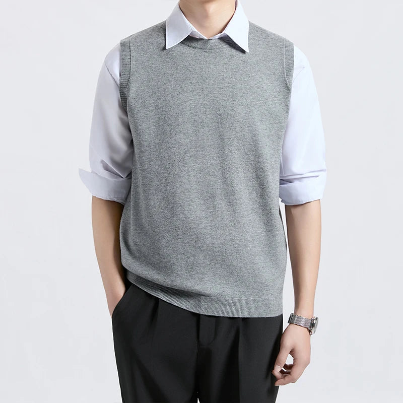 Cityboy Knitted Vest for Men Autumn Winter Trendy Brand Sleeveless American Style High-End Feel Shoulder Top Outerwear