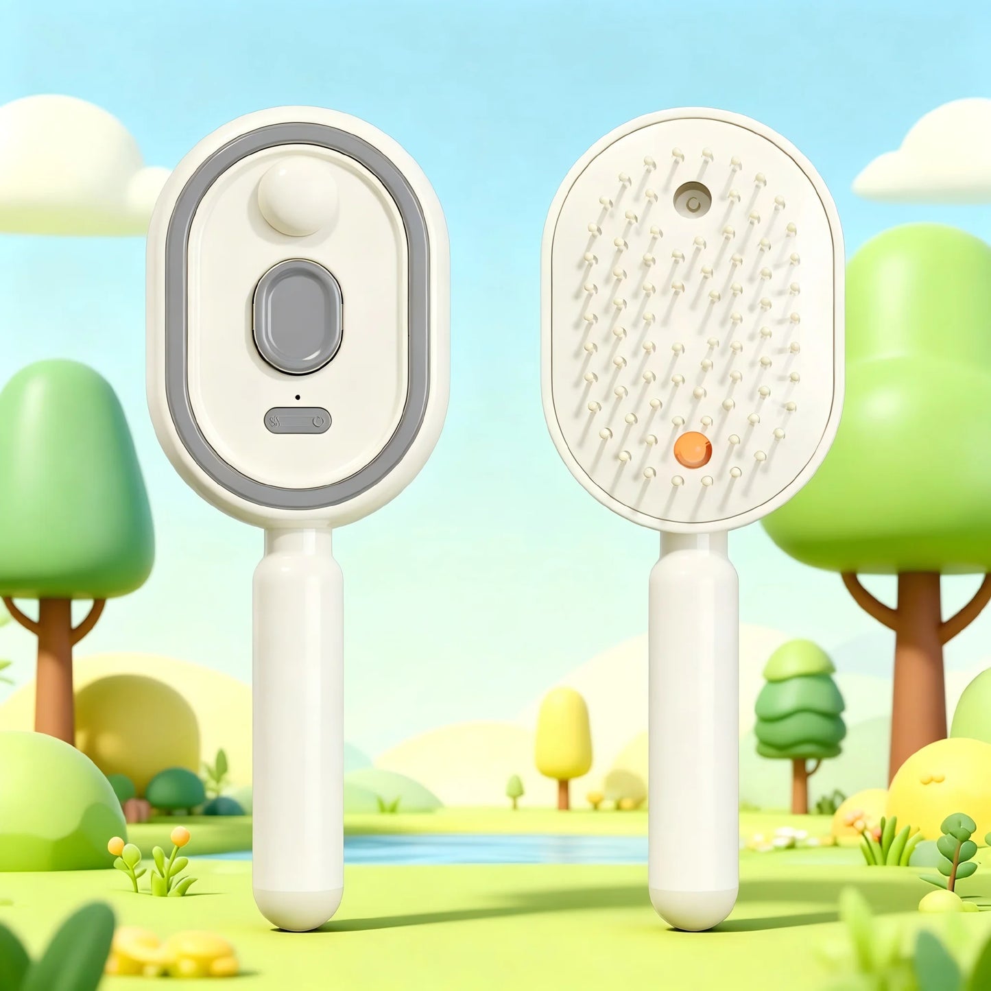 Self Cleaning Hair Brush with Mist Spray Scalp Massager Anti Frizz Detangling Comb Portable Rechargeable Hair Care Tool