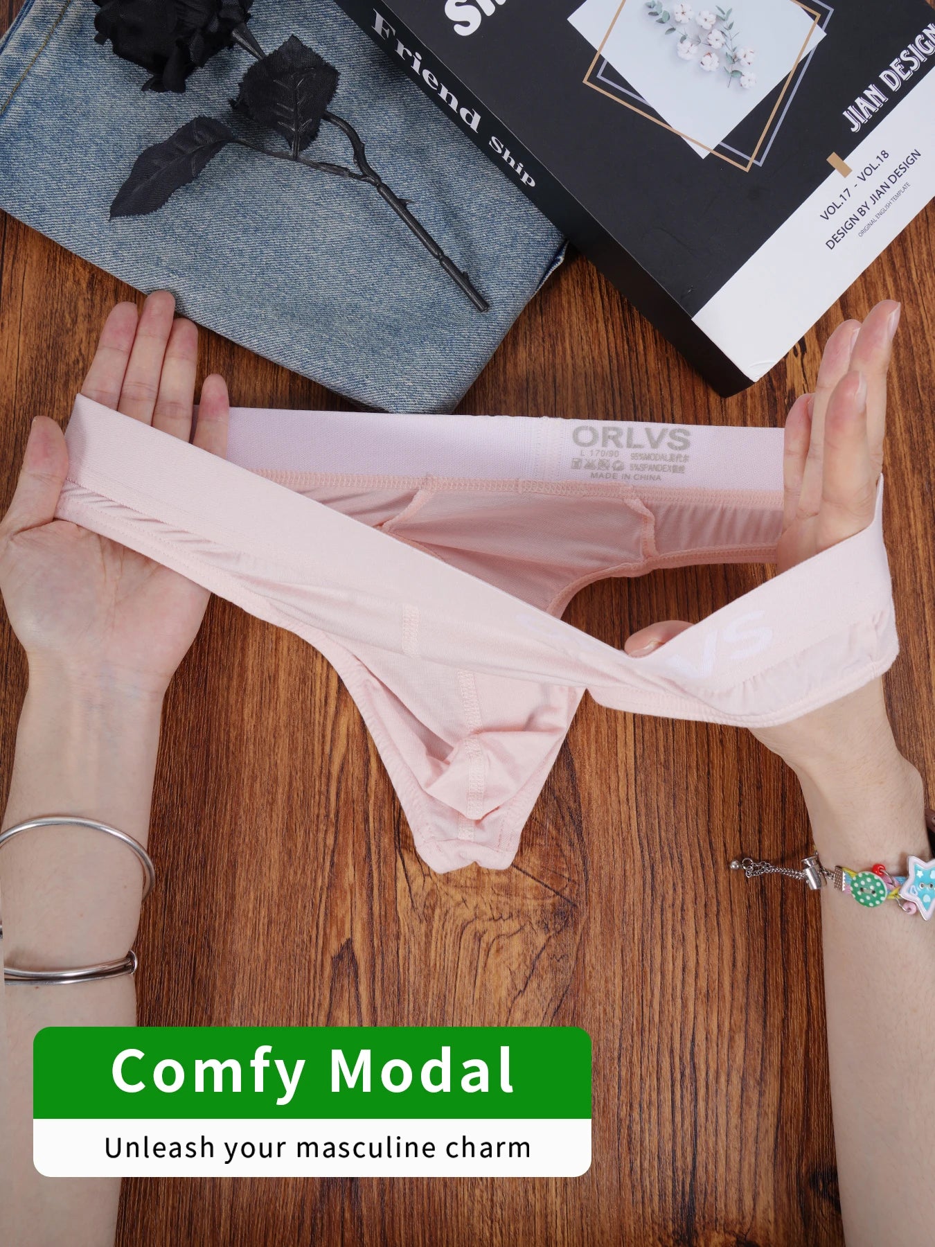 Men's ORLVS Ice Silk Modal Thongs Soft Breathable Low Rise Comfortable Underwear